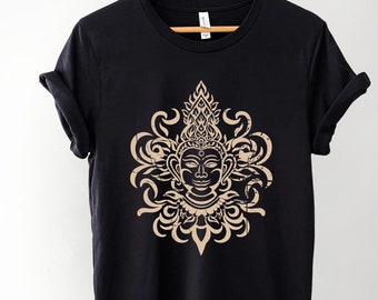 Buddha Yoga Shirt, Gift For Her, Buddhism Shirt, Yoga Meditation Shirt, Buddhist Gift Shirt, Namaste Shirt, Cottagecore fashion, Spiritual T