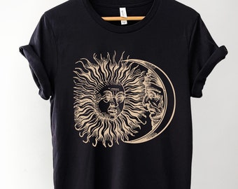 Camiseta gráfica Sol y Luna: Camiseta vintage de astrología
