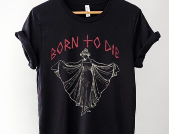 Camiseta Born to Die – Camiseta gótica vintage com arte, camiseta estética escura, roupa alternativa, moda escura, roupas grunge