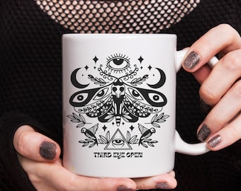 Drittes Auge offene mystische Tasse - Witchy Kristall Kaffee- und Teetasse, Witchy okkulte Tasse, Boho spirituelle Schutztasse, Witchcraft Tasse,