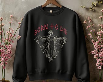 Bluza z kapturem gotycka Born to Die – ciemna estetyczna bluza, alternatywny styl, moda vintage grunge, gotycka retro bluza, odzież grunge