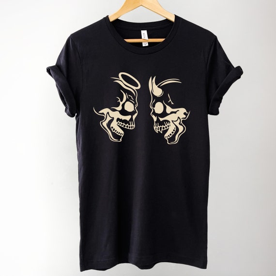Angel Demon Skull Shirt, Good & Evil Dark Art Shirt, Saint and