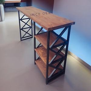 Custom Bar Table - Wooden Bar Table - Pub Table - Bar Table With Storage - Breakfast Table With Shelves - Home Bar Table - Rustic Bar Table