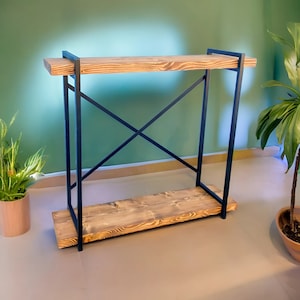 Rustic Sofa Table - Narrow Console Table - Loft Mudroom table - Custom Industrial Entryway Table - hallway table with iron legs