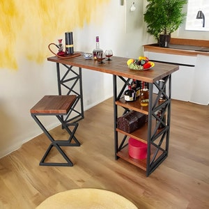 Customizable Solid Wood Bar Table - Bar Top - Rustic Bar Table - Island Table - Wooden Sofa Bar Table - Modern Bar Table