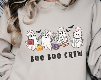 Halloween Boo Boo Crew Nurse Sweatshirt Registered Nurse Crewneck Sweater Emergency Department Sweatshirt School Nurse Sweatshirt For Women