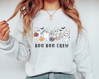 Halloween Boo Boo Crew Nurse Sweatshirt Registered Nurse Crewneck Sweater Emergency Department Sweatshirt School Nurse Sweatshirt For Women