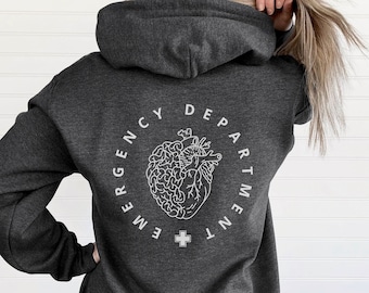 ER Nurse Zip Up Hoodie Emergency Department Full Zip Hoodie Emergency Nurse Sweatshirt ER Nurse Sweater ER Nurse Gift Nurse Jacket Rn Jacket