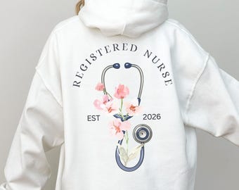 Sudadera con capucha personalizada para enfermera, sudadera con capucha para enfermera titulada, sudadera de enfermera, regalo de graduación para enfermera titulada, regalos para enfermeras recién graduadas, graduación de enfermería 2026
