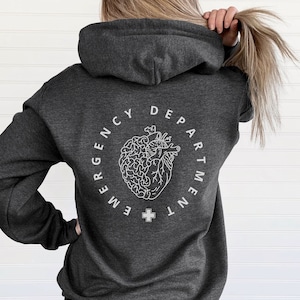 ER Nurse Zip Up Hoodie Emergency Department Full Zip Hoodie Emergency Nurse Sweatshirt ER Nurse Sweater ER Nurse Gift Nurse Jacket Rn Jacket
