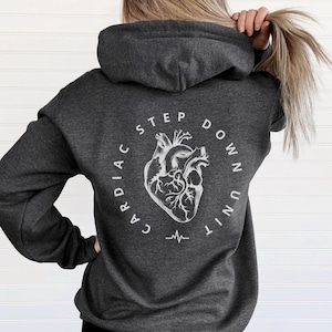 Cardiac Step Down Unit full zip hoodie, nurse jacket for work