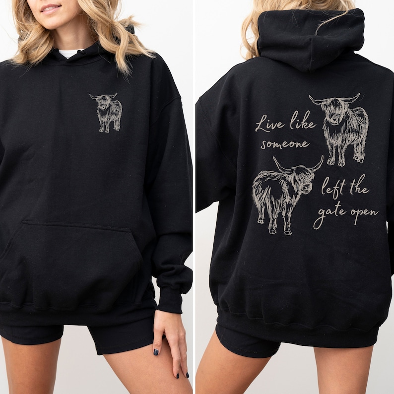 Sudadera con capucha de vaca de las Tierras Altas Sudadera con capucha de vaca Sudadera con capucha de vaca Suéter de vaca Camiseta de vaca Regalos de vaca para amantes de las vacas Sudadera con capucha inspiradora de vacas esponjosas imagen 6