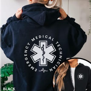 EMT Jacket, Full Zip Hooded Sweatshirt, Emergency Medical Technician, Zip Up Hoodie, EMS Paramedic, First Responder, Gift for Her or Him