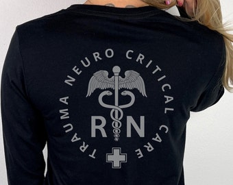 Trauma Neuro Critical Care Enfermera Camisa de manga larga Neuro Trauma ICU Enfermera Camisa Neuro Enfermera ICU Camisa de enfermera de manga larga Regalos de neurología