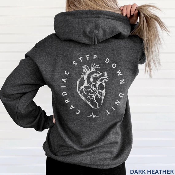Cardiac Step Down Unit Full Zip Hoodie, RN Zip Up Sweatshirt, Nurse Jacket, CICU, Cardiac Intermediate Care Unit, Cardiac Nurse Gift