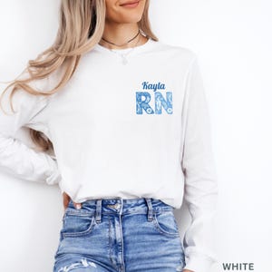 Custom Nurse Long Sleeve Shirt, Personalized RN Shirt, Registered Nurse Gift, Nursing Long Sleeve Tee, Nurse Shirt for Work, Gift For Her