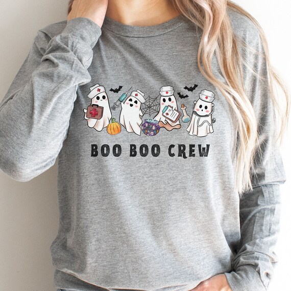 Halloween Boo Boo Crew Nurse Long Sleeve Shirt Registered Nurse Crewneck Emergency Department Shirt Halloween Nurse Shirt Boo Boo Crew Shirt