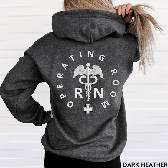 Operating Room Nurse Jacket, OR RN Full Zip Hoodie, Hooded Sweatshirt, Nurse Shirt For Work, Surgical Registered Nurse Zip Up Hoodie
