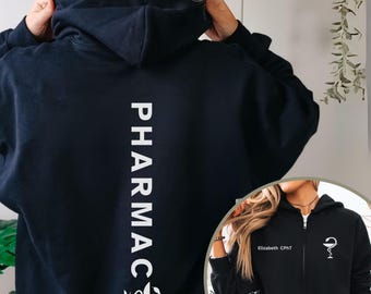 Custom Pharmacy Technician Jacket, Pharmacist Zip Up Hoodie, Certified Pharmacy Tech, Pharmacy Department, PharmD, Doctor of Pharmacy, CPhT