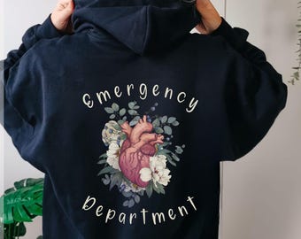 Emergency Department Zip Up Hoodie, ED Sweatshirt, Nurse Jacket, Nurse Hoodie, Emergency Room Hooded Sweater, ER Nurse Full Zip, ER Jacket
