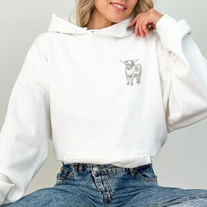 Sudadera con capucha de vaca de las Tierras Altas Sudadera con capucha de vaca Sudadera con capucha de vaca Suéter de vaca Camiseta de vaca Regalos de vaca para amantes de las vacas Sudadera con capucha inspiradora de vacas esponjosas imagen 4