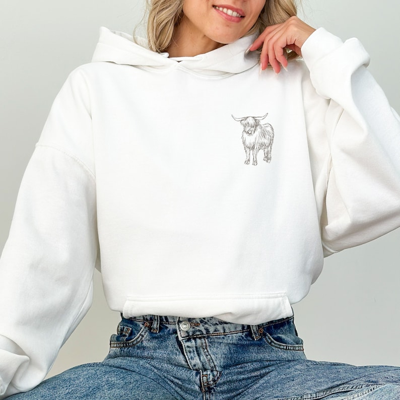 Sudadera con capucha de vaca de las Tierras Altas Sudadera con capucha de vaca Sudadera con capucha de vaca Suéter de vaca Camiseta de vaca Regalos de vaca para amantes de las vacas Sudadera con capucha inspiradora de vacas esponjosas imagen 4