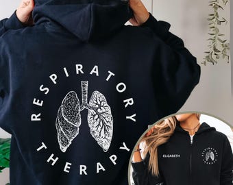 Custom Respiratory Therapy Zip Up Hoodie, Personalized RT Full Zip Jacket