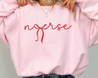 Nurse Sweatshirt, RN Sweater, RN Graduation Gift, Nurse Crewneck, Registered Nurse, New Nurse Gift, Valentines Day Sweatshirt, Coquette Bow