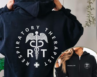 Custom Respiratory Therapist Jacket, RT Zip Up Hoodie, Personalized RT Hooded Sweatshirt, Respiratory Therapist Gifts, Respiratory Therapy
