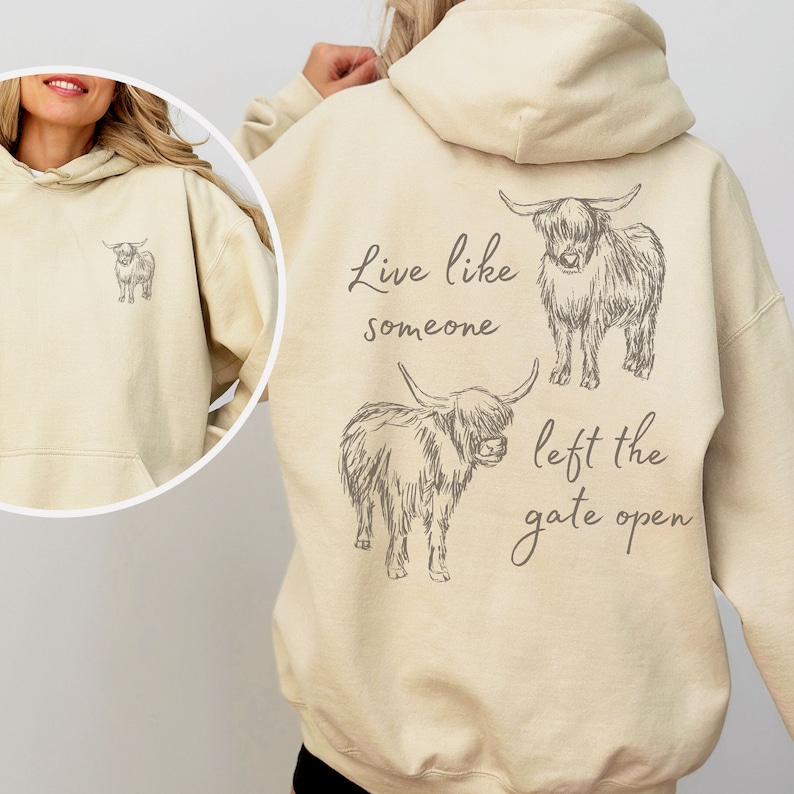Sudadera con capucha de vaca de las Tierras Altas Sudadera con capucha de vaca Sudadera con capucha de vaca Suéter de vaca Camiseta de vaca Regalos de vaca para amantes de las vacas Sudadera con capucha inspiradora de vacas esponjosas imagen 2