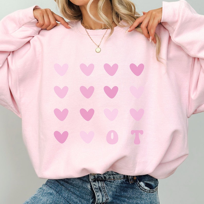 Occupational Therapy / Therapist Pink Sweatshirt with hearts. OT Sweater