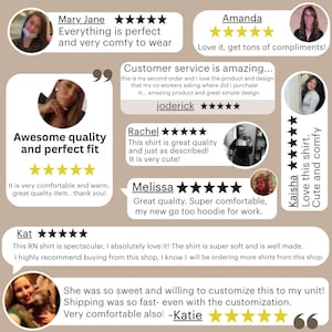 May include: A collage of customer reviews featuring circular profile photos, five-star ratings, and text testimonials. The reviews include names like Mary Jane, Amanda, joderick, Rachel, Melissa, Kaisha, Kat, and Katie, praising product quality and comfort.
