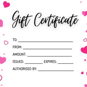 Valentines Gift Certificate Digital Printable • Gift Certificate Template • Gift Voucher • Instant Download Gift Coupon Personalise Voucher