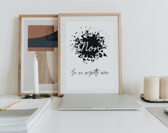 French Print, Quote Print, Printable Wall Art, Edith Piaf Print Quote Poster, Quote Wall Art, Quote Art Print, Non Je Ne Regrette Rien, Song