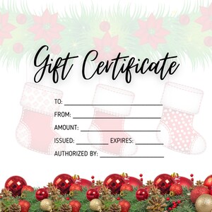 Christmas Gift Certificate Fillable Printable • Gift Certificate Template • Gift Voucher • Instant Download Gift Coupon Personalise Voucher