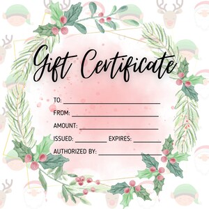 Digital Christmas Gift Certificate Fillable Printable • Gift Certificate Template • Gift Voucher • Instant Download Gift Coupon Personalise