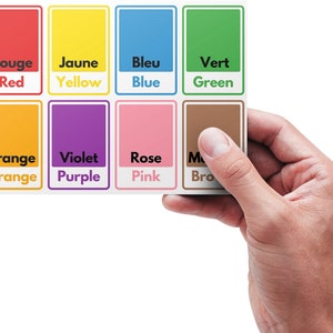 PACOTE Flashcards em inglês e francês para impressão | Flashcards digitais bilíngues para impressão | Jogo Educativo | 48 Flashcards para impressão pré-escolar