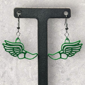 Winged Track Shoes 3D Printed Earrings - Custom Colors