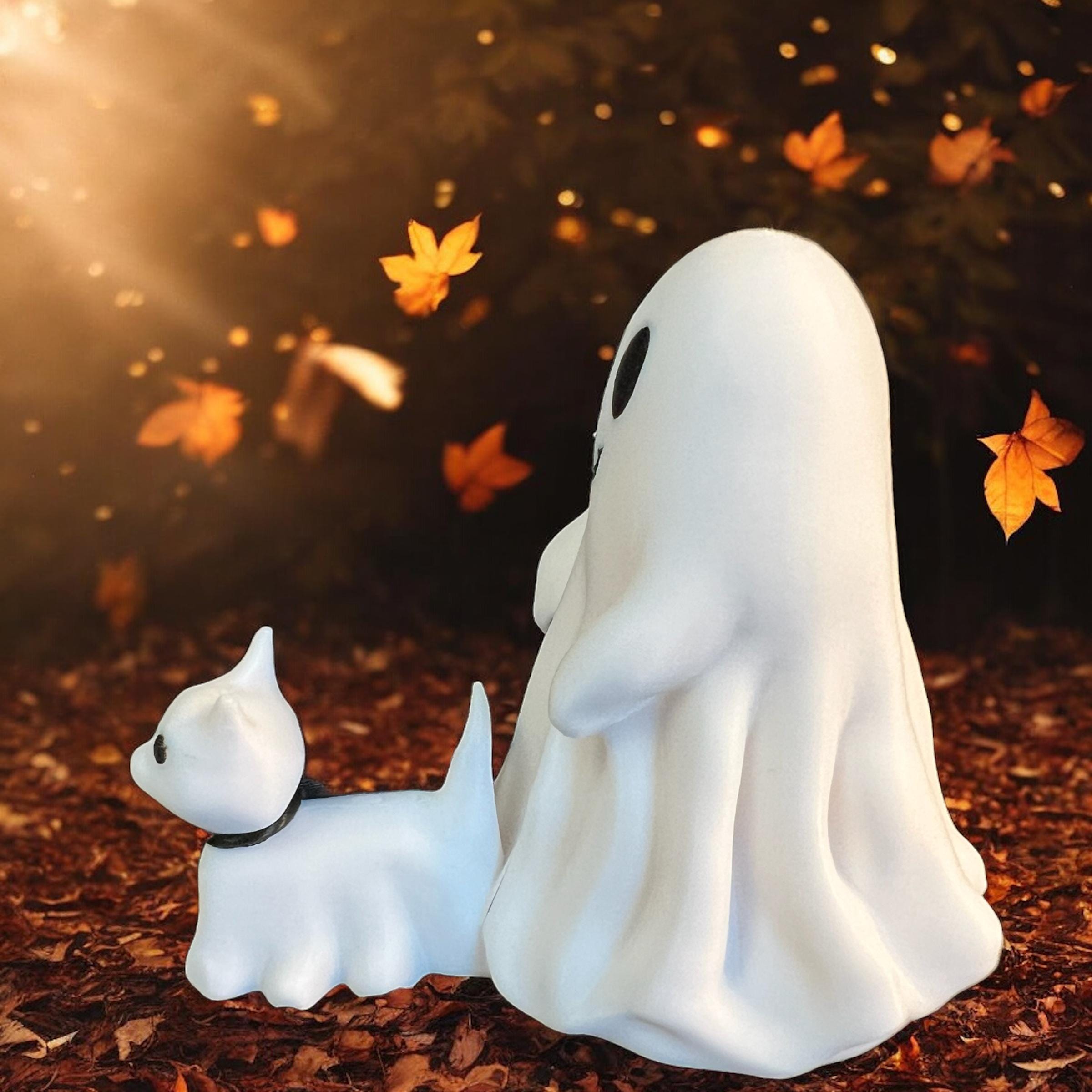 Adorable 3D Printed Ghost Walking Ghost Cat – Mini Version of the