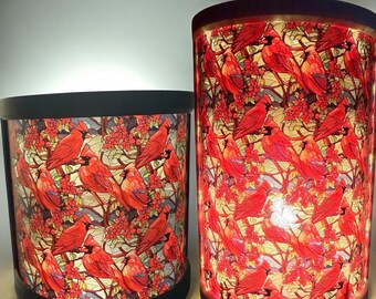 Stained Glass Style Cardinal Night Light - Two Size Options – Memorial or Holiday Decor| Includes Nightlight and Bulb