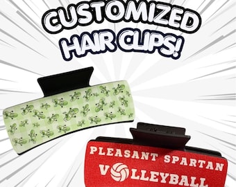 Custom School, Company, Band, Club, Sport, Team Hair Clip: Personalized 4.1" or 2"  Accessory