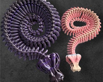 3D Printed Snake Skeleton – Halloween Gothic Decor, Flexible Serpent