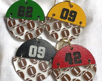 Personalized Football Earrings with Team Colors & Jersey Number – Custom Sports Jewelry | Football Mom Gift