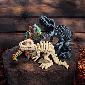 Skeleton T-Rex Dinosaur 3D Printed  - 3 Sizes with Bobble Head and Moving Jaw, Arms, Legs | Veteran-Owned • Ships in 1–3 Days