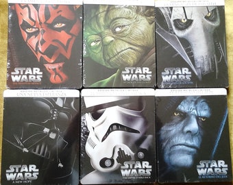 LOT Star Wars episode 1-6 i ii iii iv v vi STEELBOOK 6 Blu-ray Spanish Limited Edition Region B New - Sealed