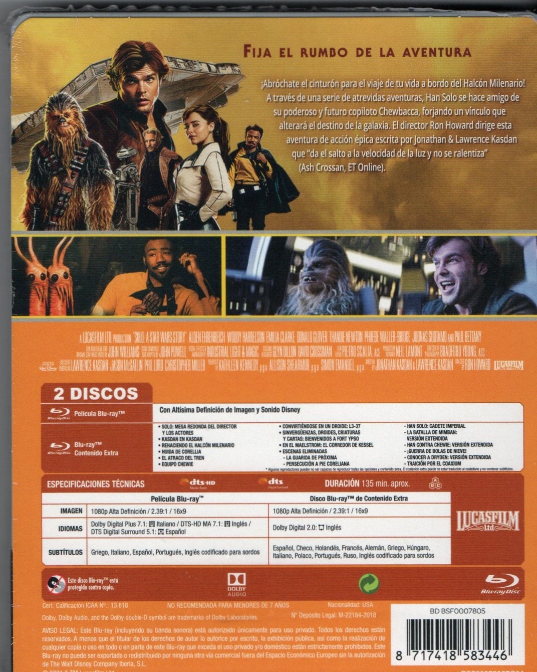 Han Solo : A Star Wars Story Una Historia De Star Wars 2 Blu-ray Steelbook  Spanish Region B EDITION NEW SEALED -  Denmark