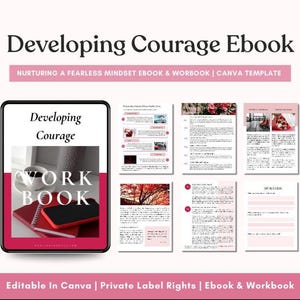 Developing Courage | Brandable eCourse For Coaches | Done For You | Life Coaching Tools | Coach Workbook Template | Fearless Journal