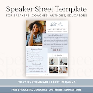 Plantilla de Canva para la hoja del orador: Kit de prensa del autor (descarga digital)