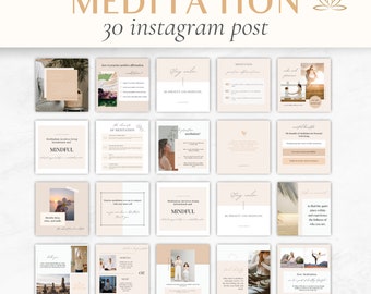 Meditation Instagram Post Story Templates, Engagement Booster, Mindfulness Canva Template, Wellness Yoga Instagram Post Templates