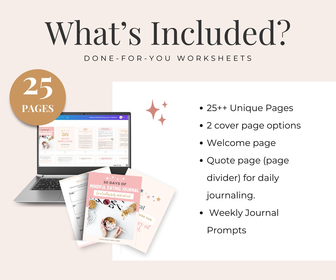 Mindful Eating Journal, Canva Templates, Coaching Toolkits, Mindful
